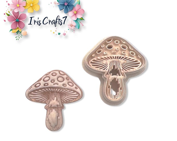 Mushroom 14 Polymer Clay Cutter – DIY Earring Making Tool – Forest Fungi Shape – PLA Cookie Cutter – Ceramic Craft Supply for Artists