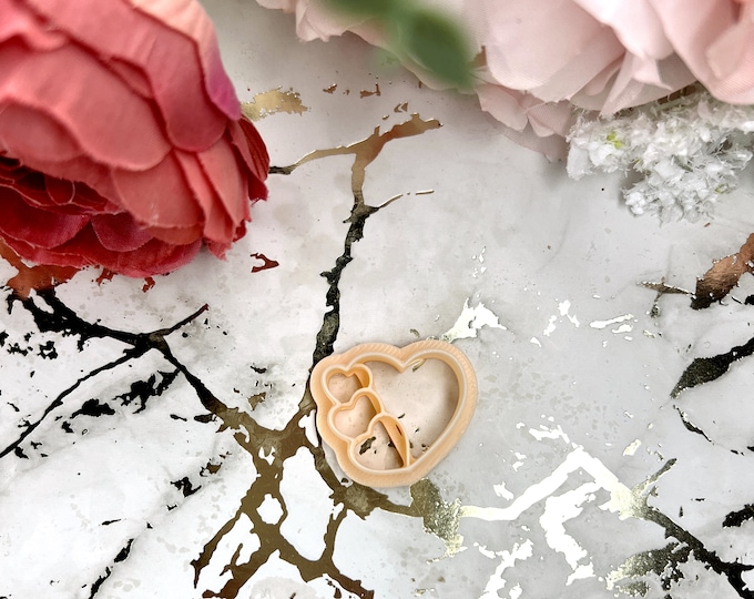 Clay cutter Four Hearts| Valentine earrings| Polymer clay cutters| Ceramic tools| Silver clay