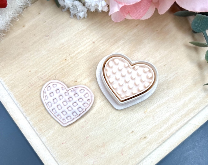 Heart Waffle Polymer Clay Cutter - Valentine's Earrings - Handmade Jewellery