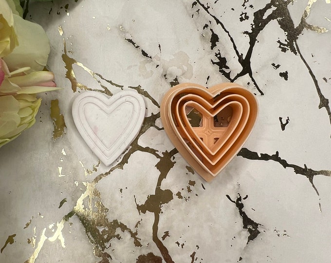 Heart 2 lines polymer clay cutters / earrings cutters