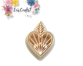 Radiant Heart with Leaf Polymer Clay Cutter | Earring Shape | Craft Tool