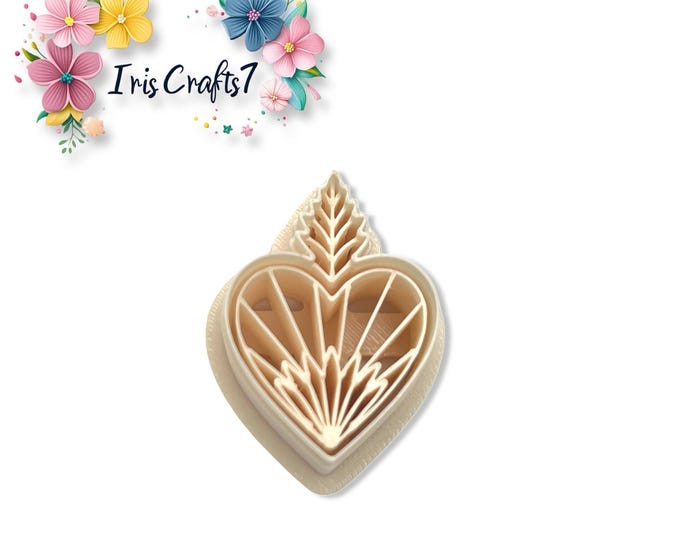 Radiant Heart with Leaf Polymer Clay Cutter | Earring Shape | Craft Tool