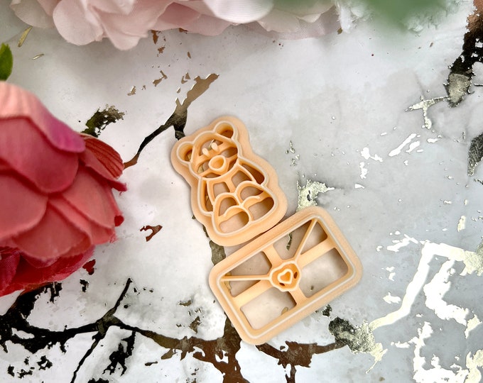 Clay cutters Envelope Bear| Valentine earrings| Polymer clay cutters| Ceramic tools| Valentine cutters