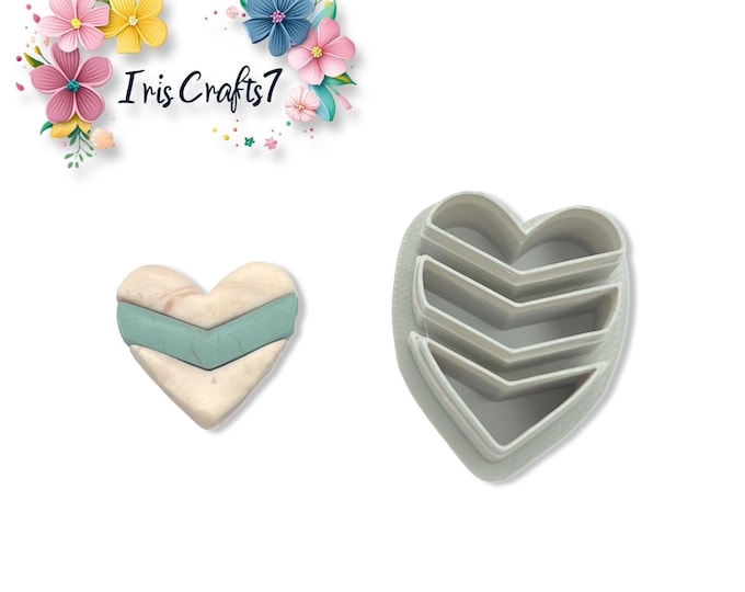Chevron Heart Polymer Clay Cutter for Valentine Earrings Jewelry Tool