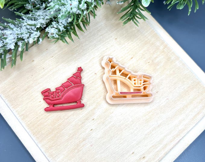 Santa's Sleigh Polymer Clay Cutters - Handmade Earrings - Ceramic tools - Christmas Jewellery