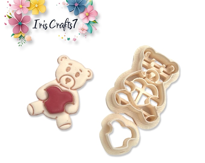 Teddy Bear With Heart Polymer Clay Cutter for Valentine Earrings Jewelry Tool