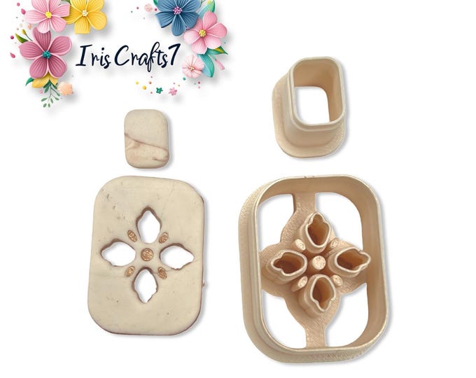 Rectangular Flower Polymer Clay Cutter for Earring Making, Craft & Jewellery Tools