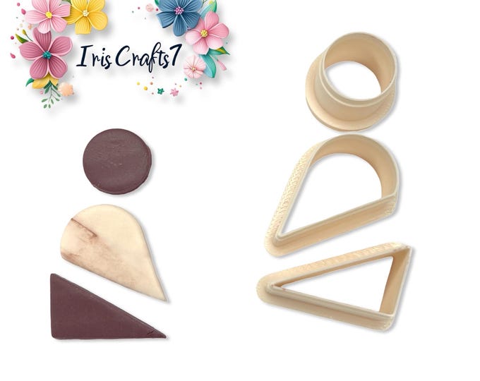 Geometric Combo F Polymer Clay Cutter for Handmade Earring Making, Craft Tools
