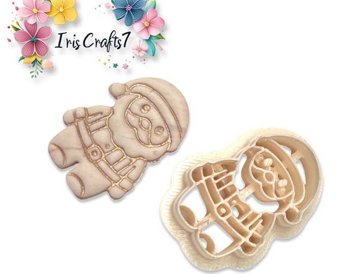 Santa in a Shirt Polymer Clay Cutter for Christmas Jewellery & Earring Making