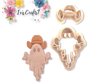 Cowboy Ghost 4 Polymer Clay Cutters – Halloween Earring Making Tools – Spooky Western Cookie Cutters for DIY Jewelry Crafts