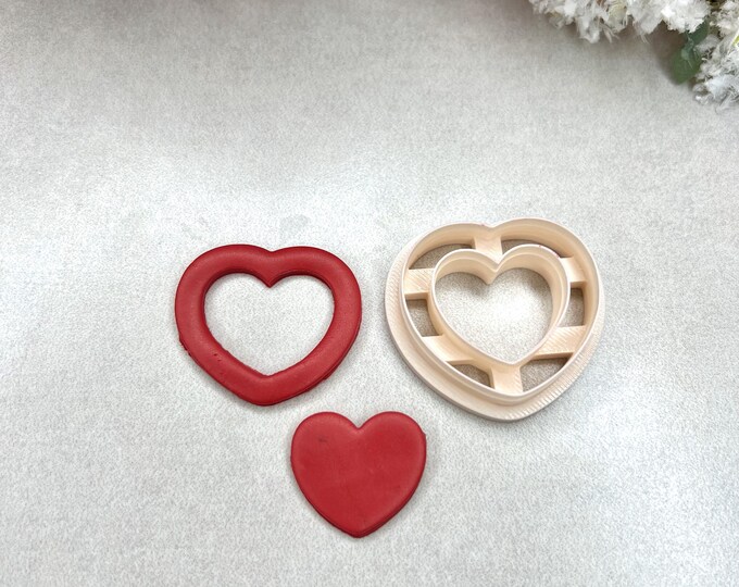 Heart Outline 3 Polymer Clay Cutter - Valentine's Earrings - Handmade Jewellery