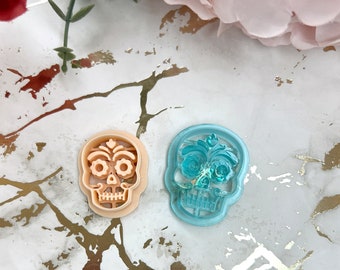 Sugar Skull 2 Polymer Clay Cutter – Halloween Dia de los Muertos Jewelry Making Tools