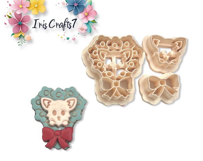 Bouquet of Flowers With Fox Polymer Clay Cutters for Valentine Earrings Jewelry Tool