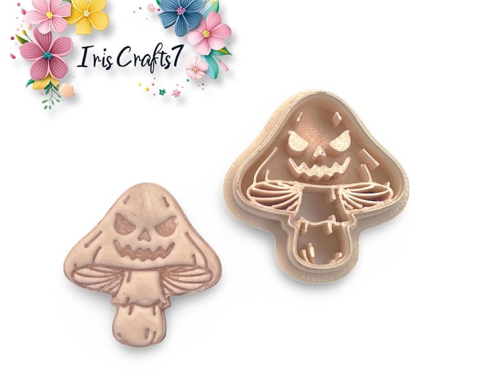 Sinister Mushroom Clay Cutter for Earrings – Halloween Polymer Cutter – Creepy Fungi Shape – Spooky DIY Jewelry Tool – Fall Craft Supply