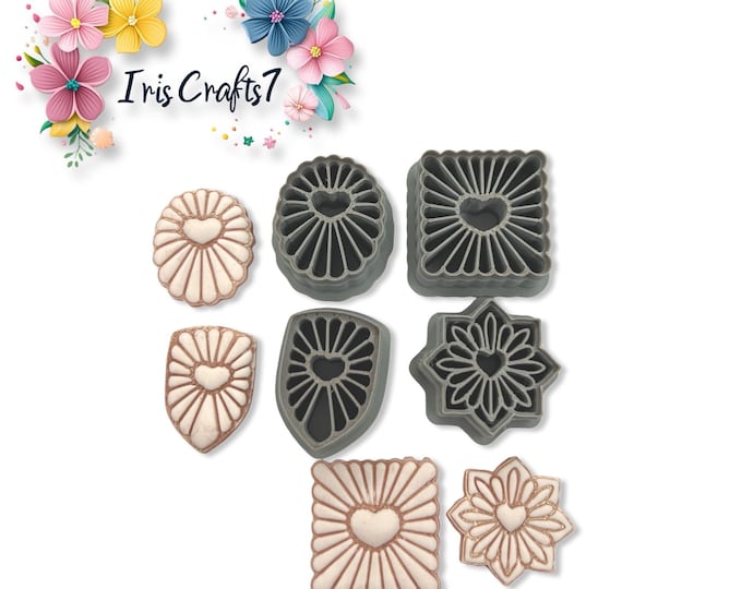 Scallop Heart Set Polymer Clay Cutters Earrings Jewelry Tool