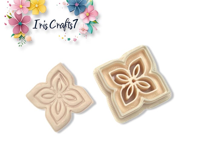 Flower Tile 3 Polymer Clay Cutter – Intricate Floral Clay Tool – Decorative Tile Shape Cutter for Earring Making