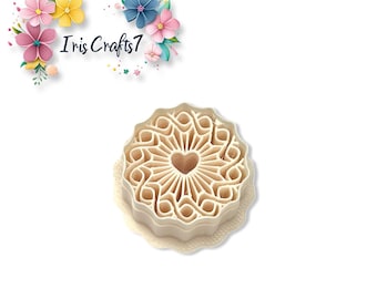 Heart Mandala Polymer Clay Cutter – Boho Earring Shape – Jewellery Making Tool