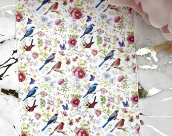 Shabby Chic Floral Image Transfer Paper: Bird & Butterfly Decoupage