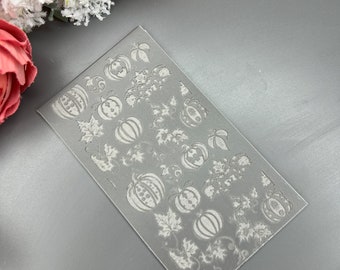 Halloween no.5 Polymer Clay Texture Rubber Mat | Pumpkin & Leaves Embossing Sheet for Jewelry