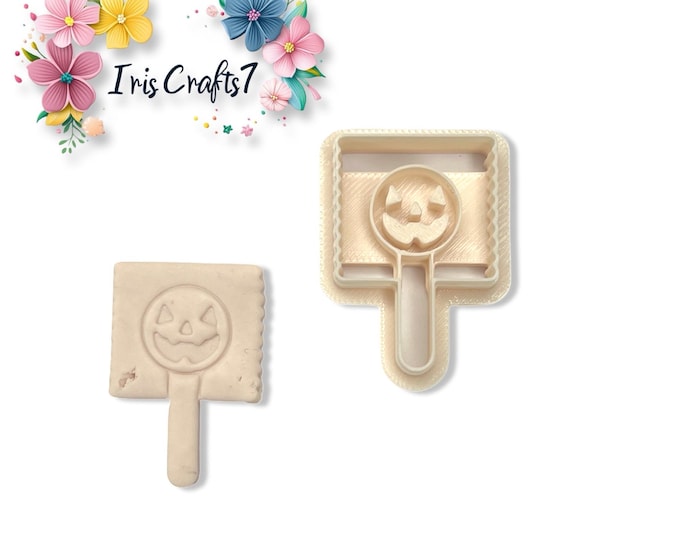 Pumpkin Lollipop Polymer Clay Cutter – Halloween Earring Tool – Jack-O'-Lantern Clay Cutter for DIY Jewellery Crafts