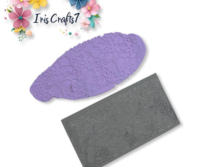 Floral 2 polymer clay rubber texture mat - Silver Clay Tools