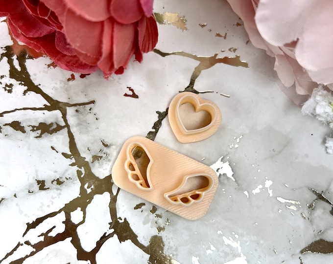 Clay cutters Heart with wings 2| Ceramic tools| Polymer clay cutters| Valentine earrings