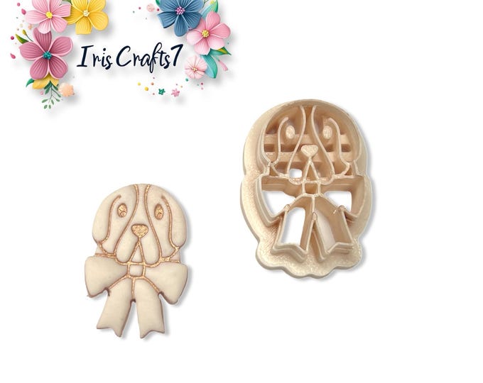Basset with Ribbon Polymer Clay Cutter for Handmade Earring Making, Christmas Jewellery