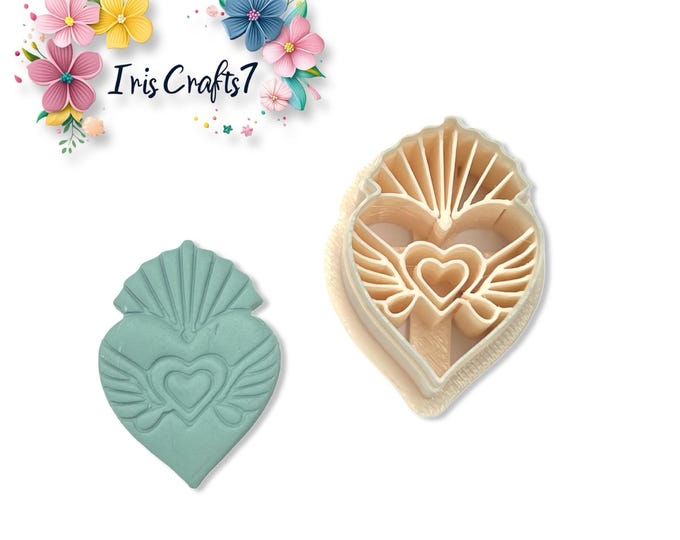 Winged Heart Polymer Clay Cutter | Sacred Earring Shape | Craft Tool