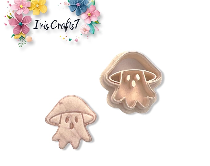 Mushroom Ghost 4 Polymer Clay Cutters– Halloween Earring Making Tools – Spooky DIY PLA Cutters for Handmade Jewelry