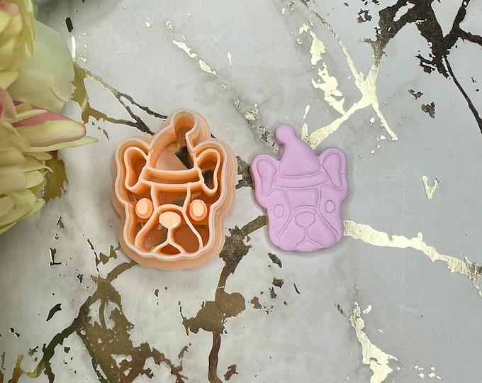 Santa Frenchie polymer clay cutters / christmas cutters