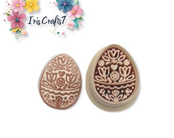 Floral Folk Art Egg Polymer Clay Cutter for Easter Earrings
