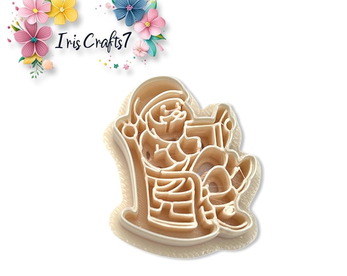 Santa Claus in Rocking Chair Polymer Clay Cutter for Christmas Jewellery Mlaking, Earrings Tools