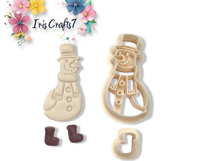 Snowman with Shoes Polymer Clay Cutter for Christmas Jewellery Making, Earrings Supplies