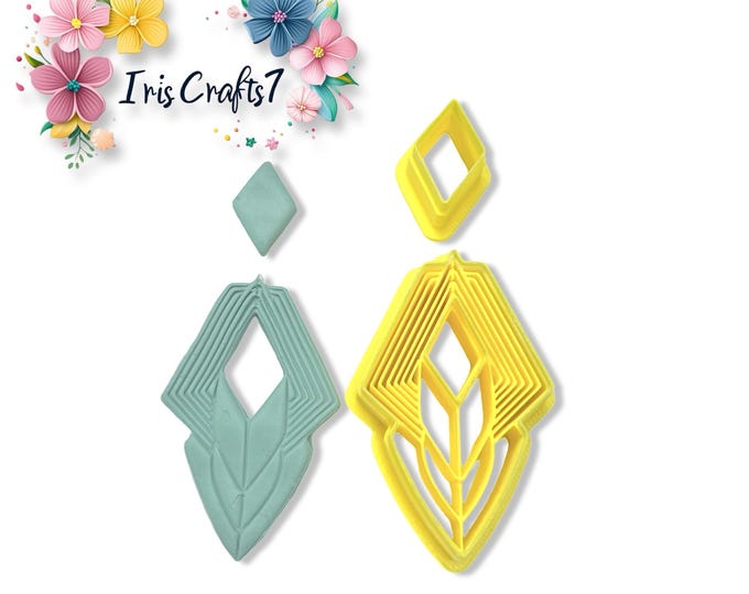 Diamond and Leaf Polymer Clay Cutter Set | Earring Shape Tool