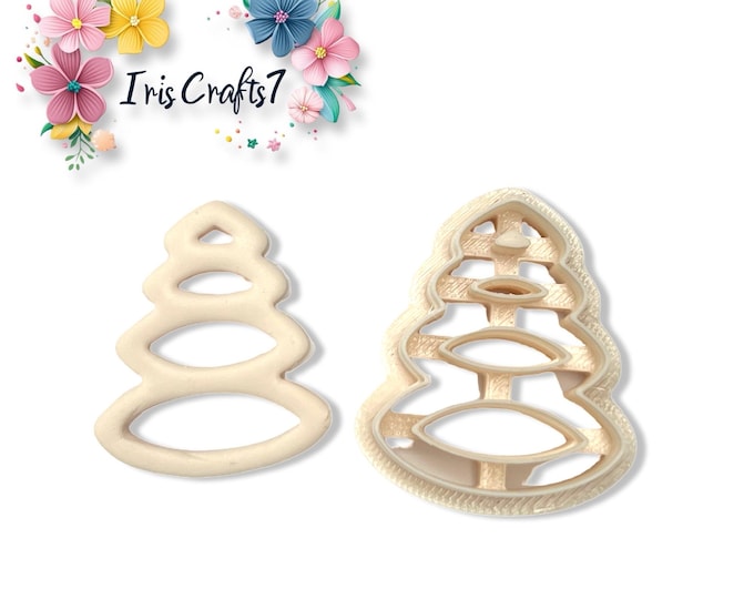 Unusual Christmas Tree no. 4 Polymer Clay Cutter, Xmas Jewelry Making Tool,  Earring Mold
