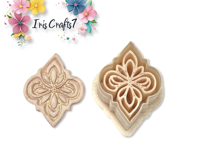 Ornate Floral Diamond Polymer Clay Cutter – Boho Earring Shape – Jewellery Tool