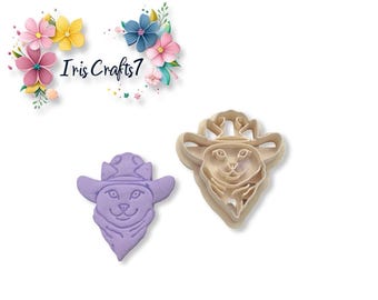 Cat Cowboy  Polymer Clay Cutter - Ceramic Tools - Earrings Making