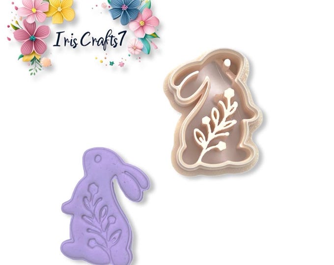Floral Rabbit Polymer Clay Cutter - Ceramic tools - Earrings Making