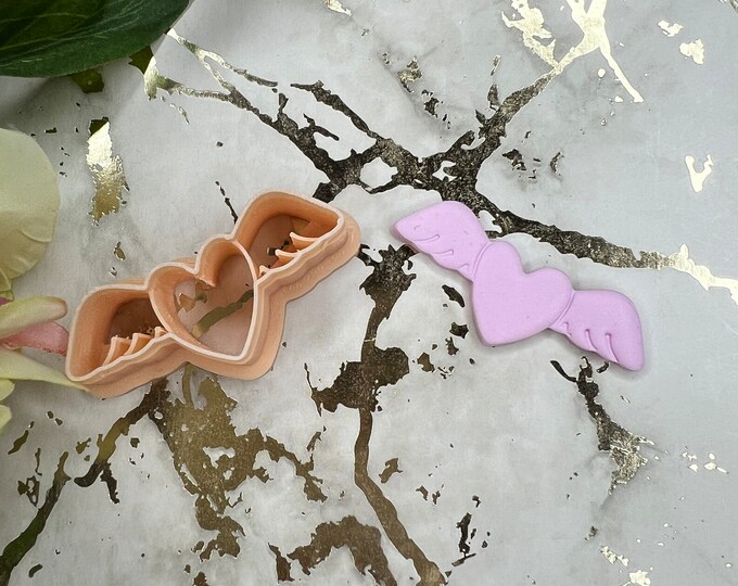 Heart with wings polymer clay cutter / Valentine earrings
