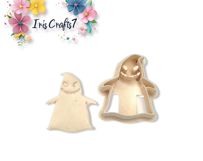 Silly Ghost with Stitched Grin Polymer Clay Cutter for Earring Making