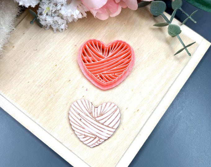 Heart with Threads Polymer Clay Cutter - Ceramic Tools - Handmade Jewellery