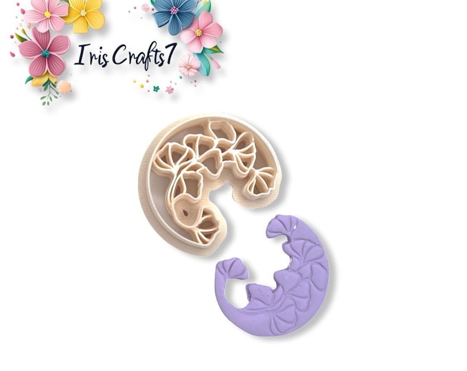 Floral Moon 2 Polymer Clay Cutter - Ceramic Tools - Handmade Jewellery
