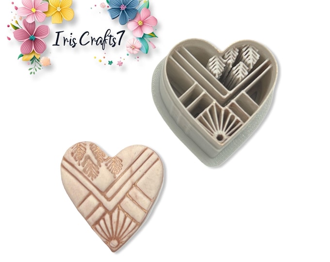 Boho Mosaic Heart Polymer Clay Cutters Valentine Earrings Jewelry Tool