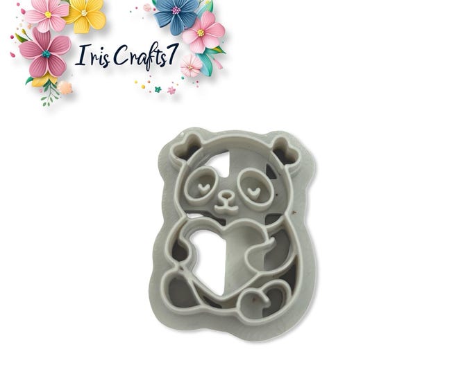 Panda with Heart Polymer Clay Cutter Valentine Earrings Tool
