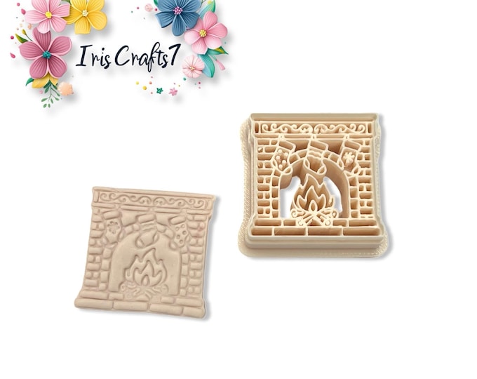 Clay Cutters Fireplace – Cozy Christmas Mantel Polymer Clay Cutter for Holiday Earrings, Winter Jewellery Making Tools & DIY Crafts