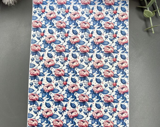 Peonies and Hearts 5 Small image transfer paper_ Earring making_ Magic transfer paper_ Water soluble paper