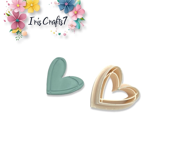 Abstract Heart With Lines Polymer Clay Cutter for Earrings Jewelry Tool
