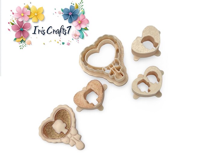 Mirror Couple in Love Polymer Clay Cutter - Ceramic tools - Earrings Making