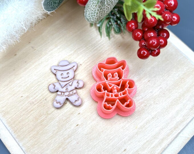 Gingerbread Cowboy Polymer Clay Cutter - Christmas Earrings - Handmade Jewellery