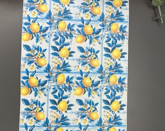 Lemon Tile no.4 Image Transfer Paper for Polymer Clay Earring Making, Craft Supplies